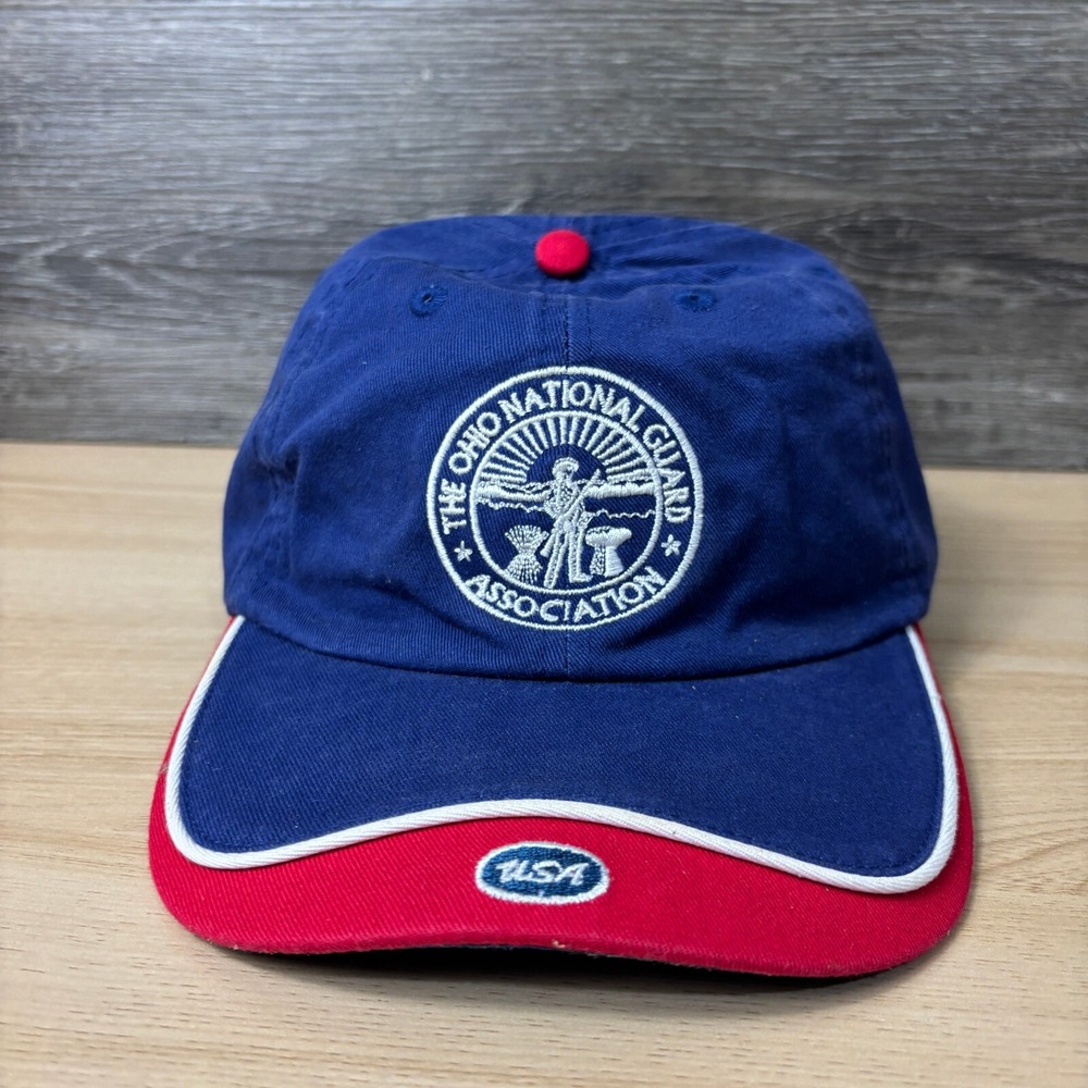 Ohio‎ National Guard Hat Cap Strap Back Blue Red USA Adjustable Mens